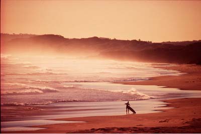 Surfer at sunset on Phillip Island Beach Foons Photographics 2006